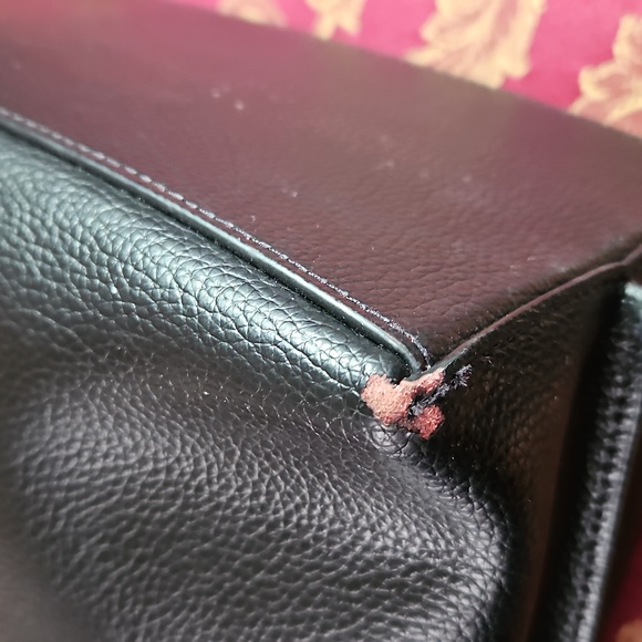 Coach Mollie Black Leather Tote with Red Interior - Picture 10 of 16